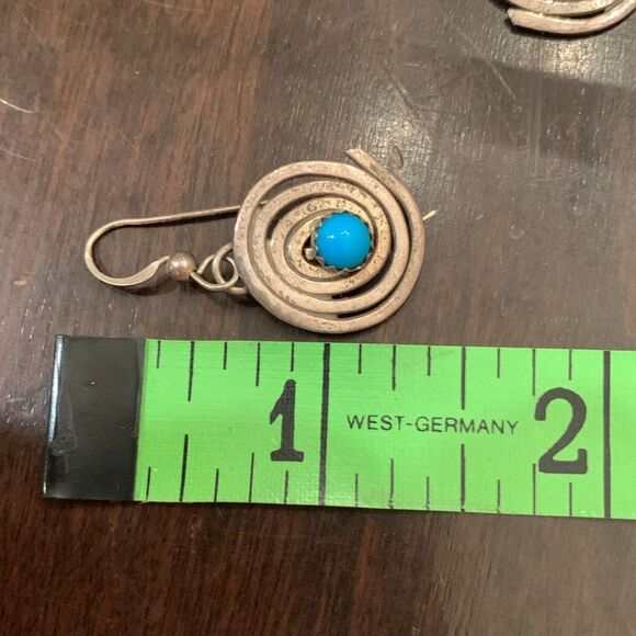 Beautiful Boho silver turquoise earrings - Picture 3 of 3